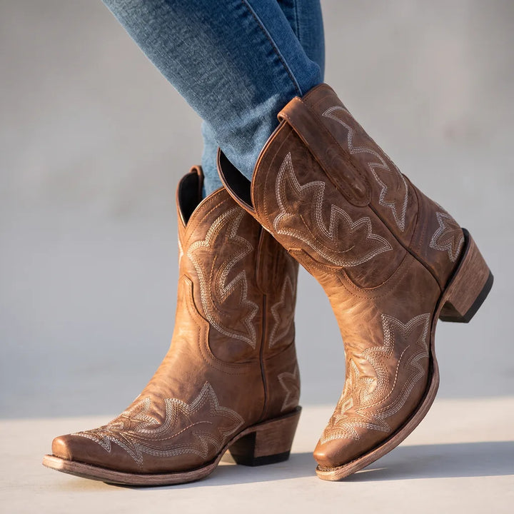 Josephine | Womens Fall Cowboy Boots - Color:Brown;Size:35