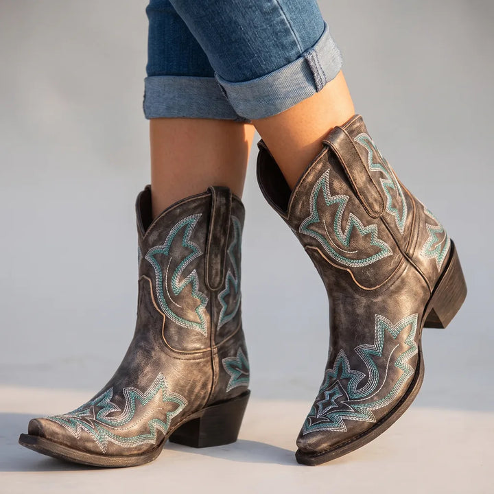 Josephine | Womens Fall Cowboy Boots - Color:Gray;Size:35