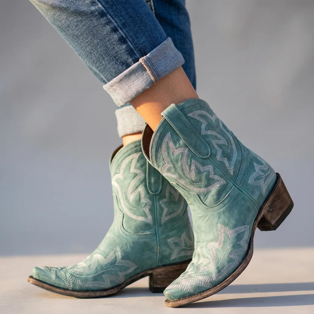 Josephine | Womens Fall Cowboy Boots - Color:Green;Size:35