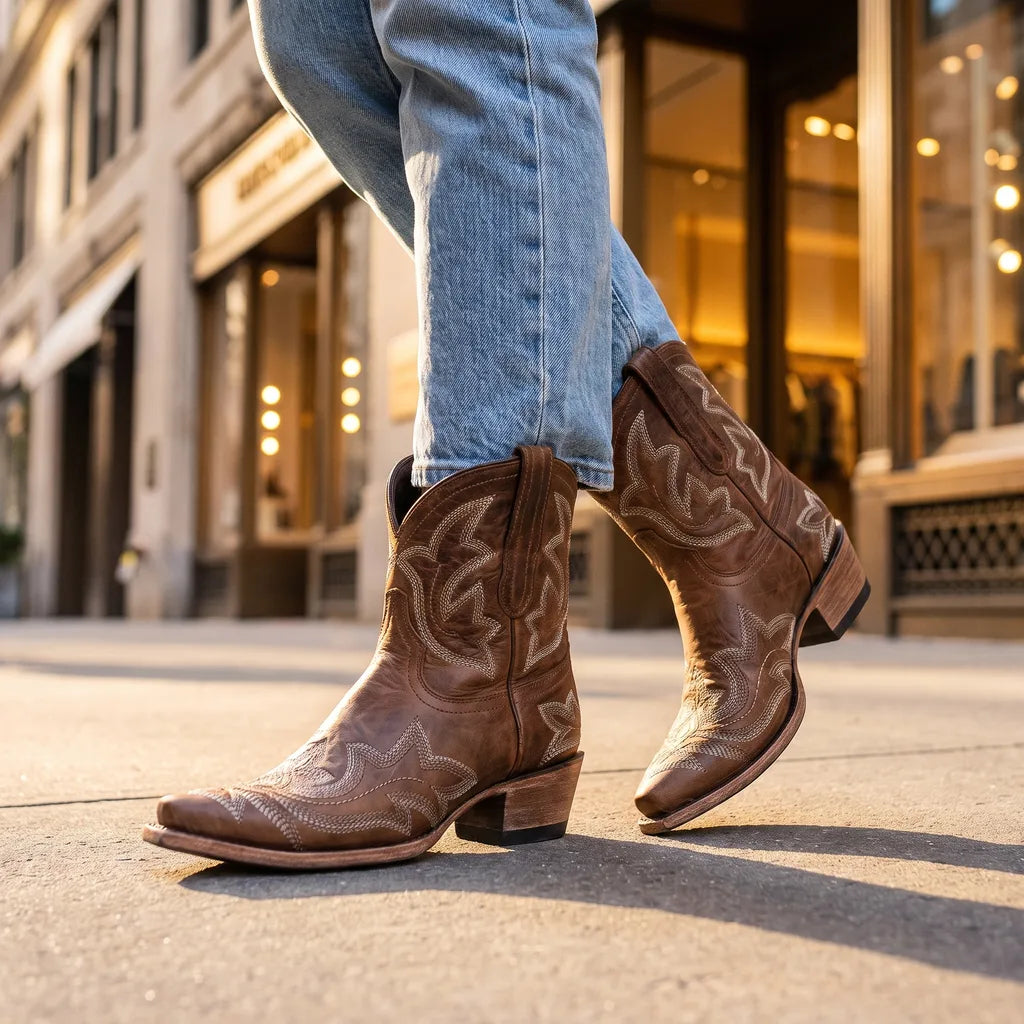 Women's Brown Hampshire Embroidered Ankle Boots