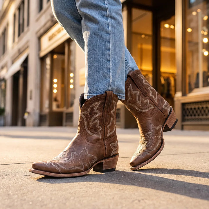 Women's Brown Hampshire Embroidered Ankle Boots