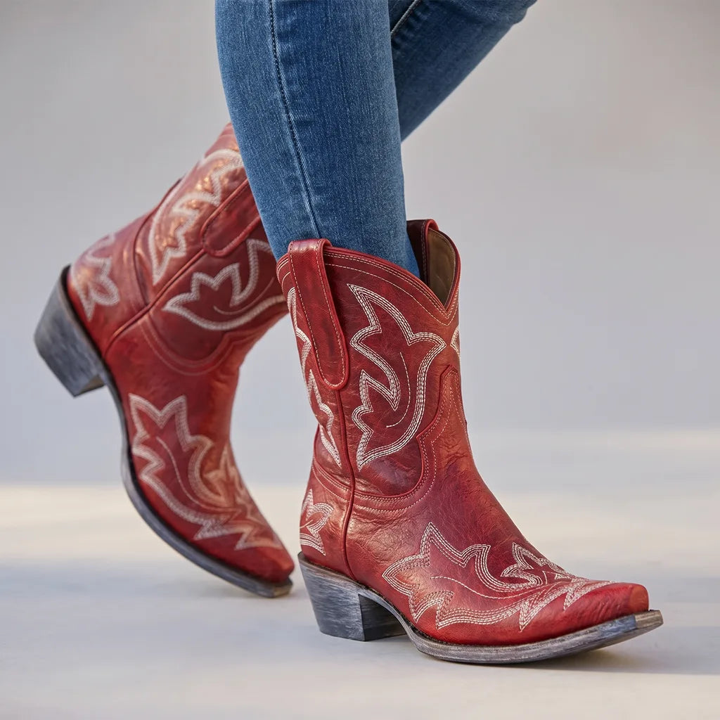 Josephine | Womens Fall Cowboy Boots - Color:Red;Size:35