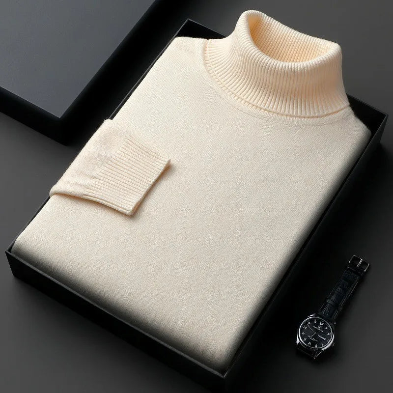 Josephine | Women's Soft Turtleneck Sweater - Color:Beige;Size:M