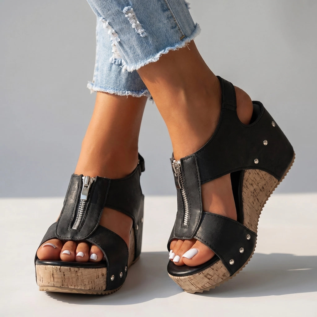 Josie Studded Sandals - Color:Black;Size:36