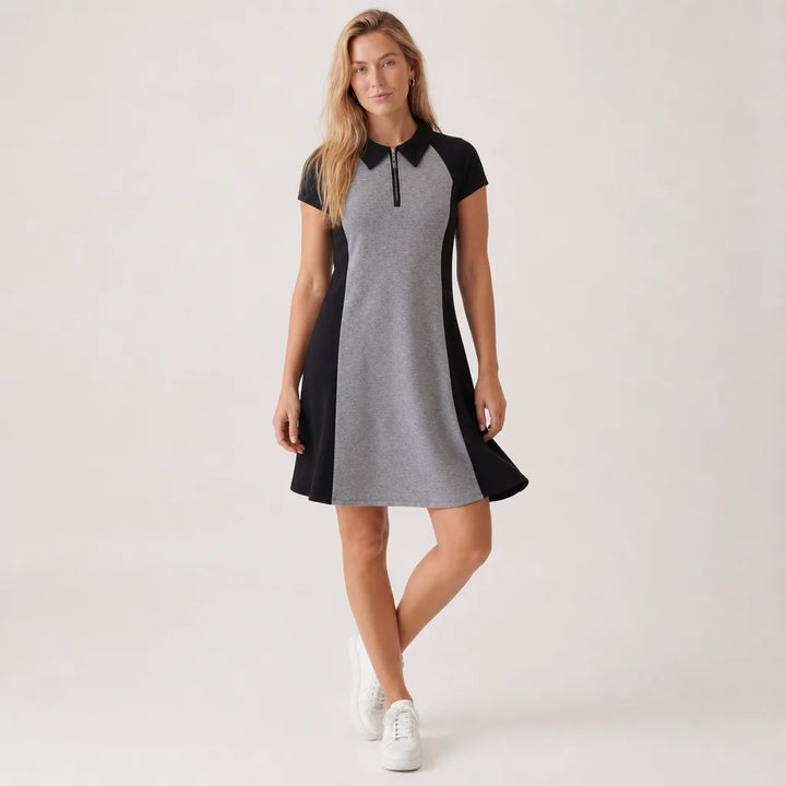 Women's Gray Edith Contrast Polo Dress