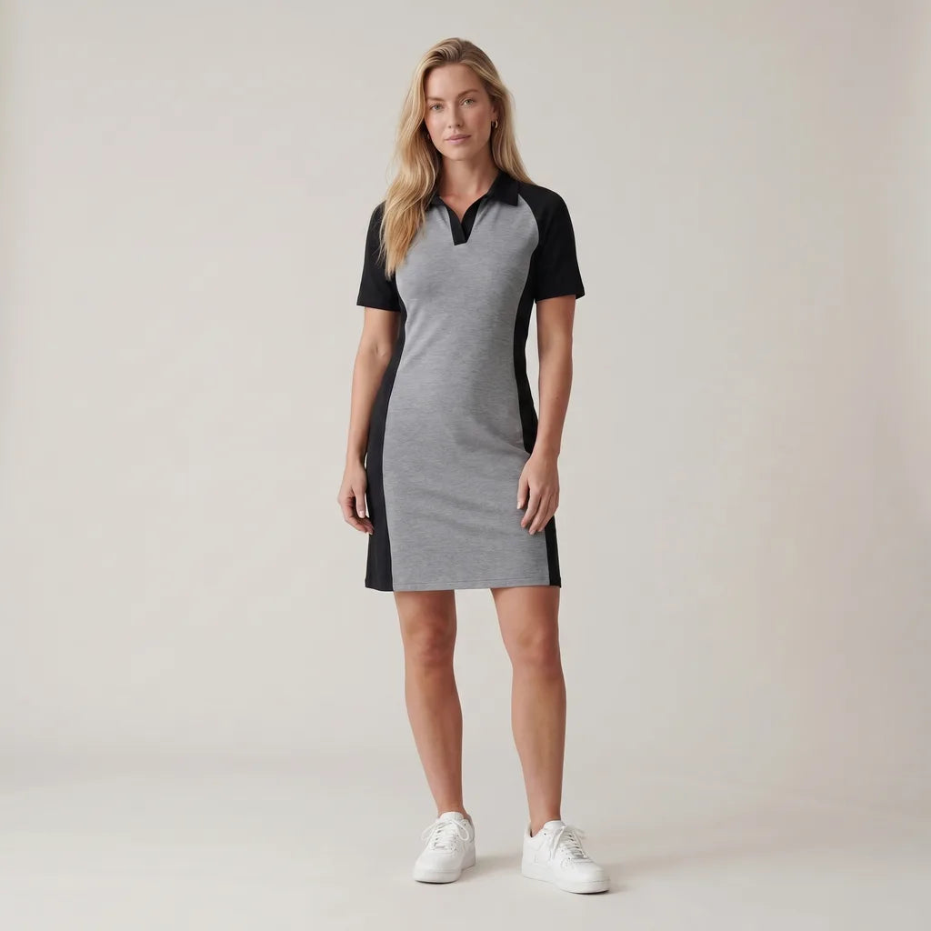 Joy Polo Dress - Color:Gray;Size:M