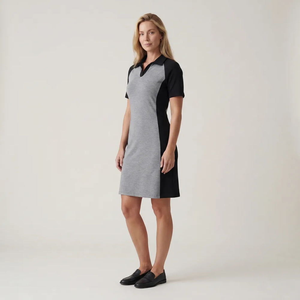 Women's Gray Edith Contrast Polo Dress