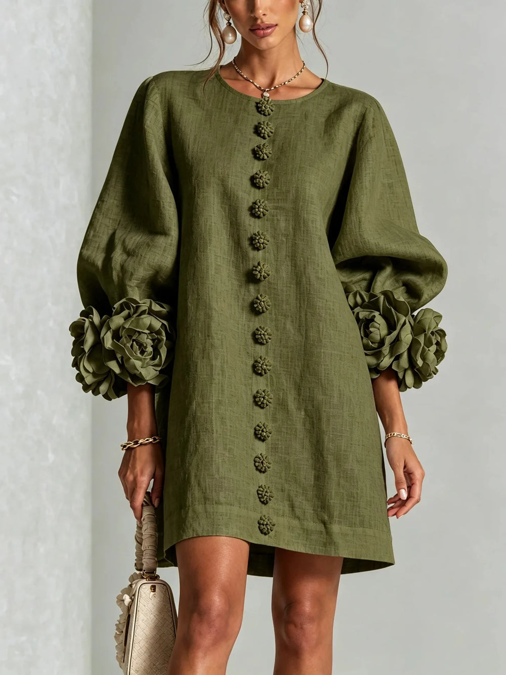 Juanita | Women's Cardigan Mini Dress  - Size:XS;Color:Olive