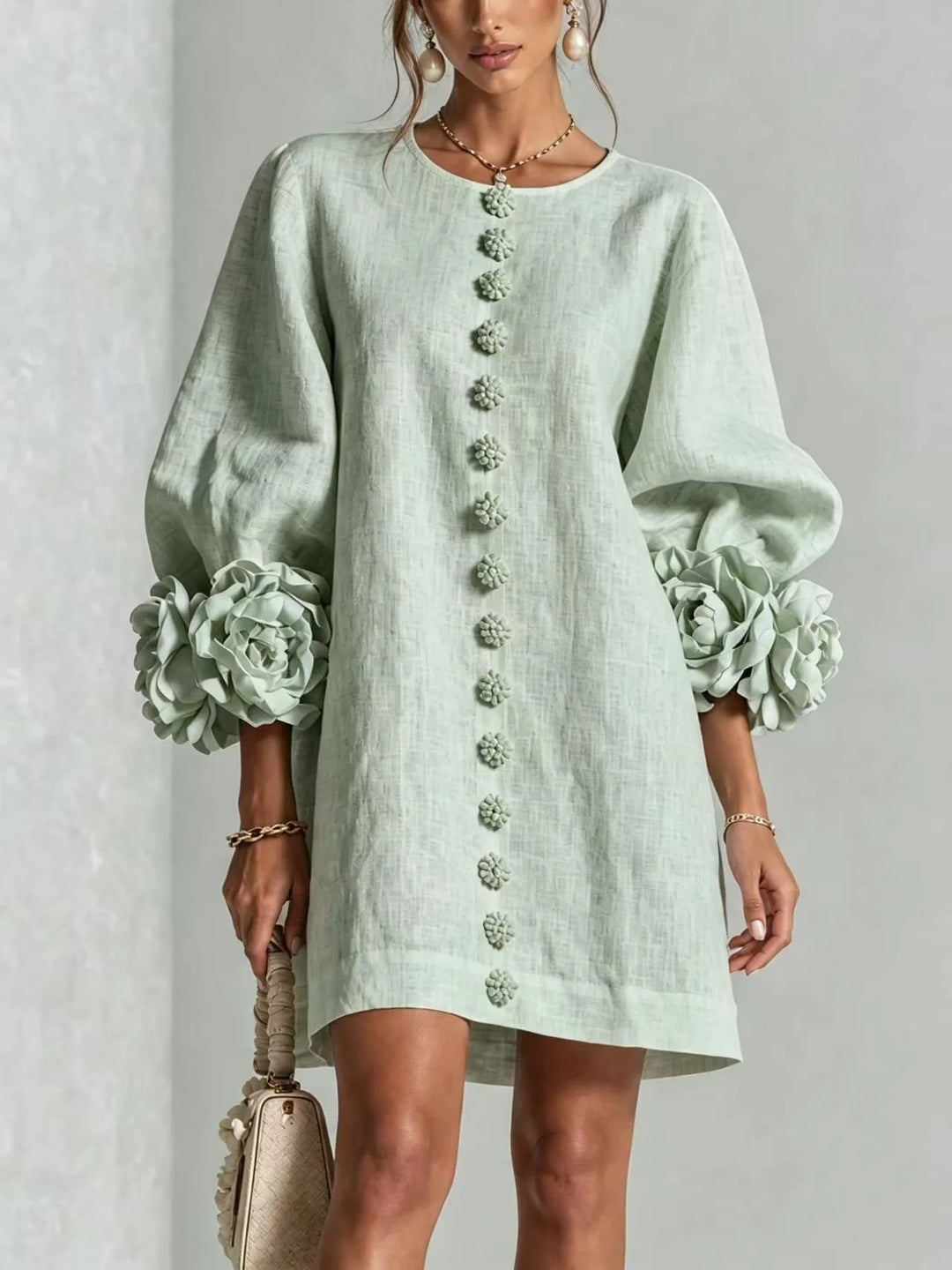 Juanita | Women's Cardigan Mini Dress  - Size:XS;Color:Sage Mist