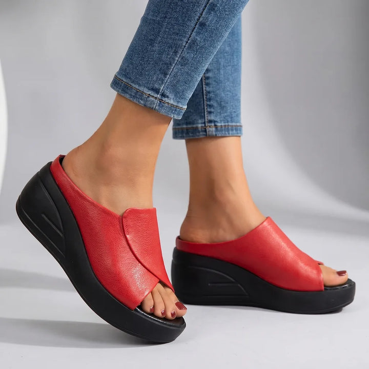 Judy Wedge Sandals - Color:Red;Size:35