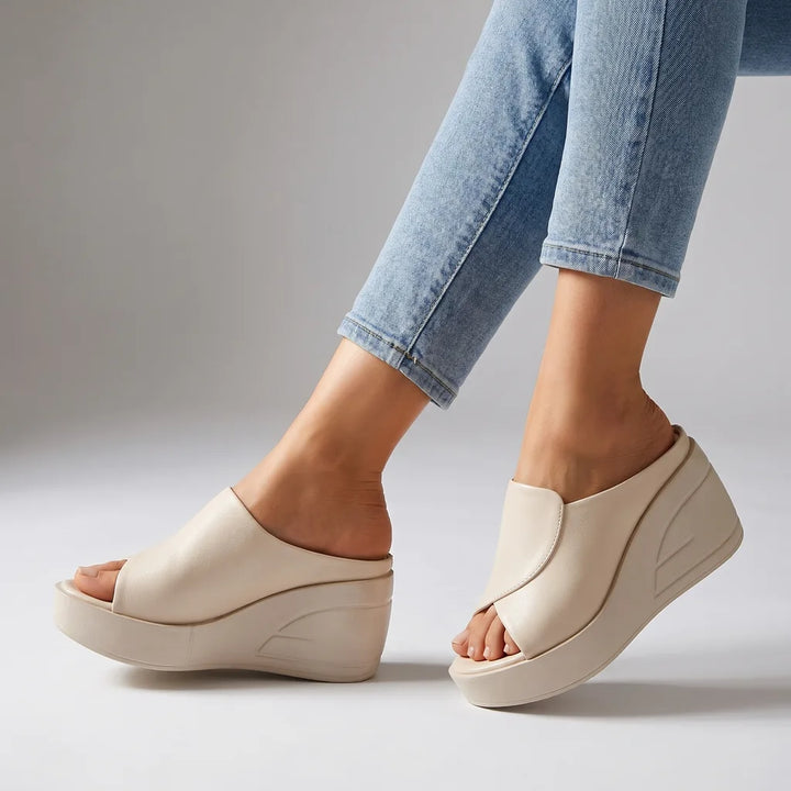Judy Wedge Sandals - Color:White;Size:35