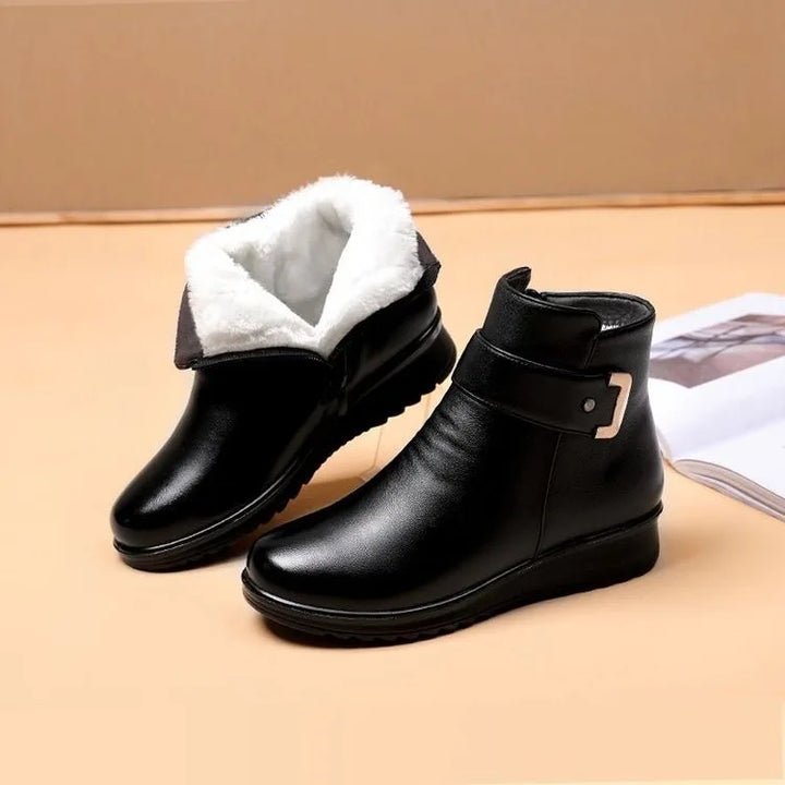 Women's Black with White Fleece Juliana | Women's Waterproof Non-Slip Winter Boots