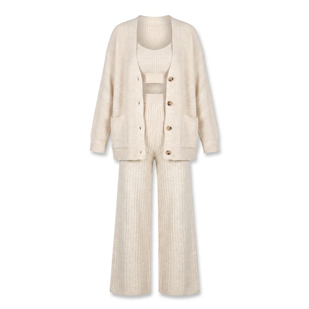 Julianna Knit Three-Piece Set - Color:White;Size:XS