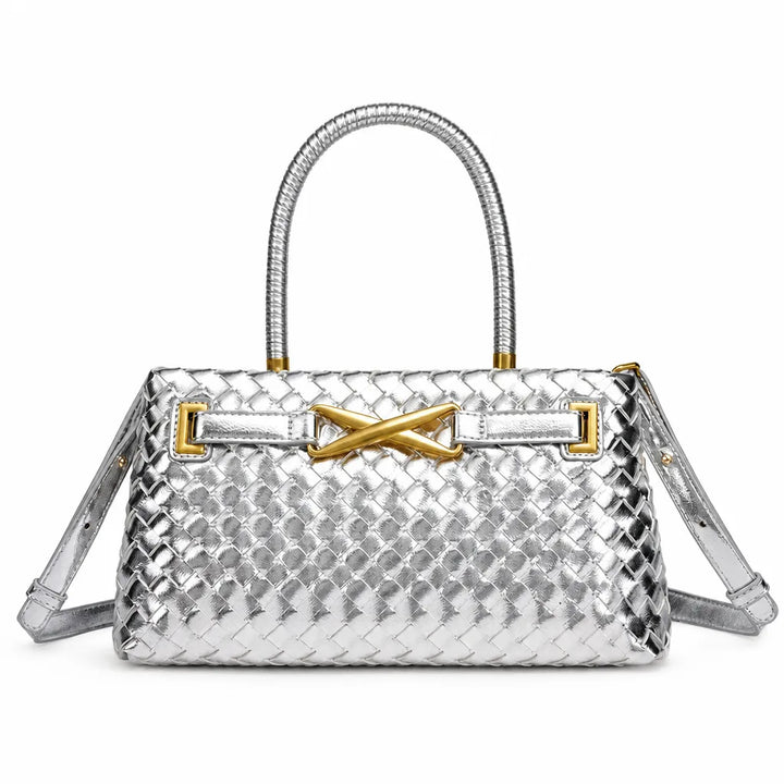 Julianna Woven Tote Bag - Color:Gray;Size:11" × 4" × 6"