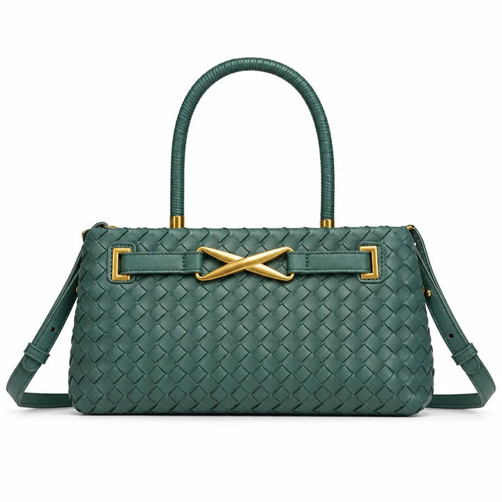 Julianna Woven Tote Bag - Color:Green;Size:11" × 4" × 6"
