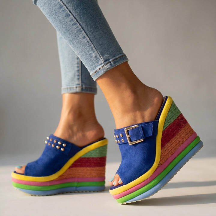 Juliet Platform Sandals - Color:Blue;Size:35