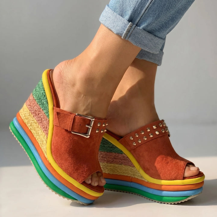 Juliet Platform Sandals - Color:Orange;Size:35