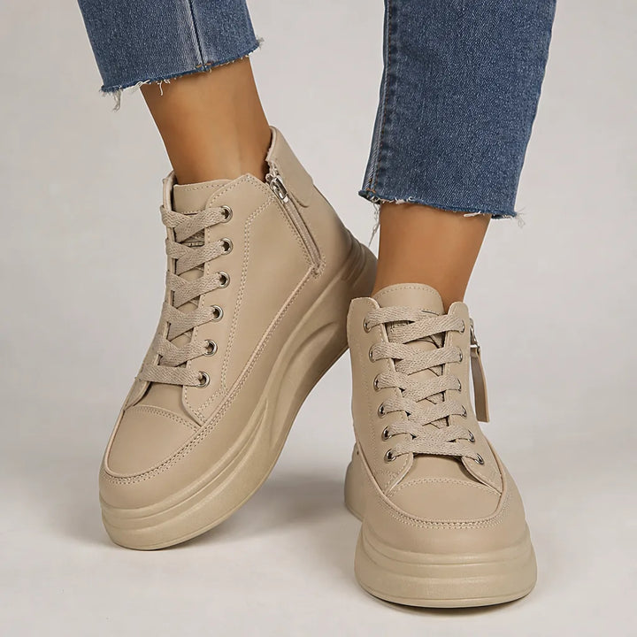 Kaci Platform High-Top Sneakers - Color:Khaki;Size:35