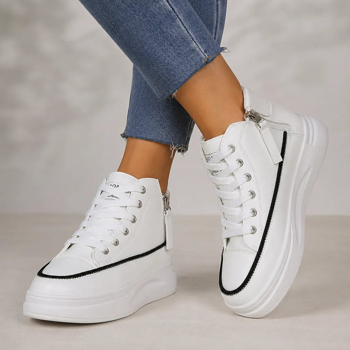 Kaci Platform High-Top Sneakers - Color:White;Size:35