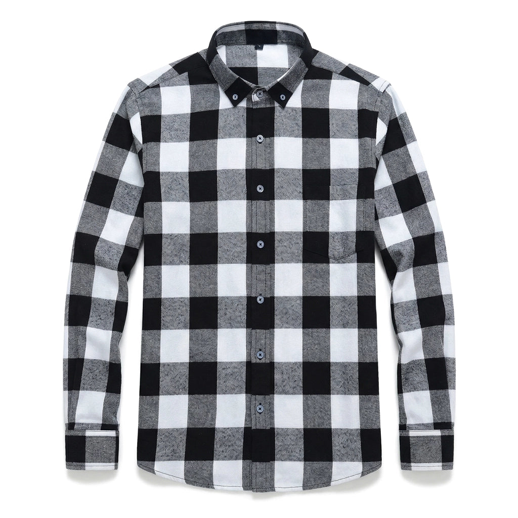 Kade Cotton Plaid Shirt - Color:Black/White;Size:4XL/44