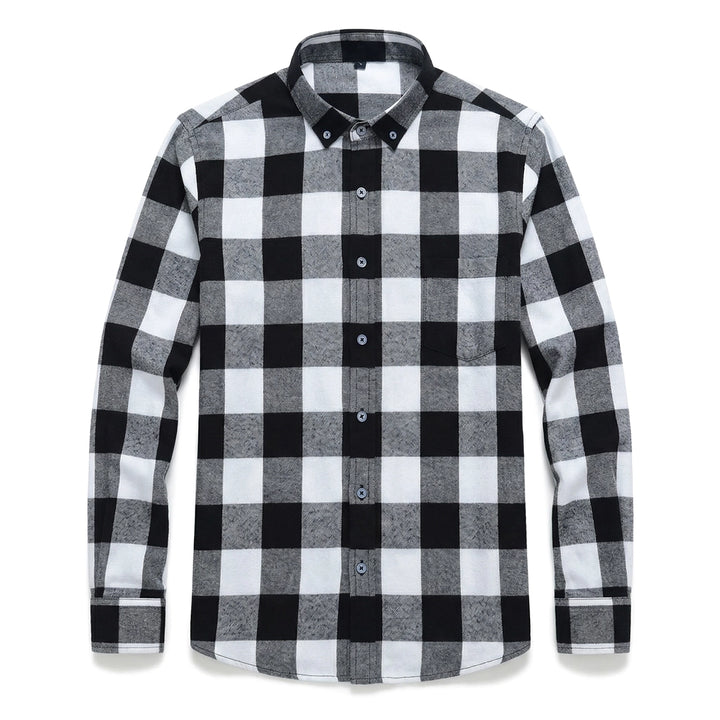 Kade Cotton Plaid Shirt - Color:Black/White;Size:4XL/44
