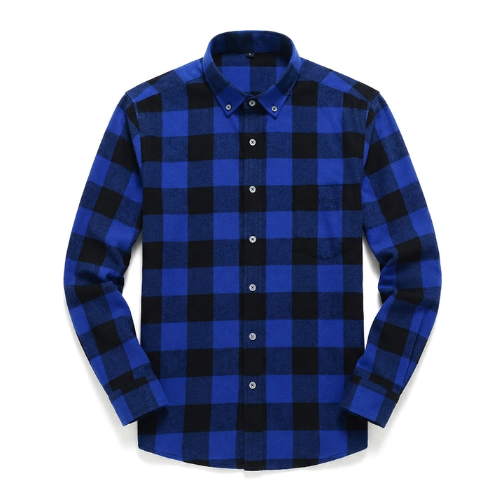 Kade Cotton Plaid Shirt - Color:Blue;Size:4XL/44
