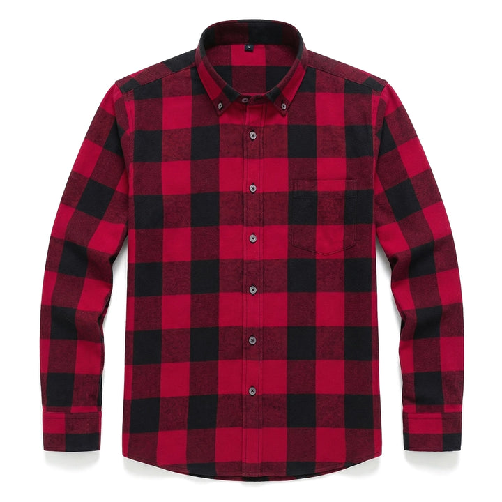 Kade Cotton Plaid Shirt - Color:Red;Size:4XL/44