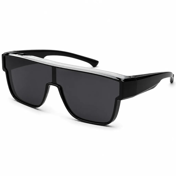 Men's Matte Black Frame Gray Lenses Lottie Oversized Square Shades