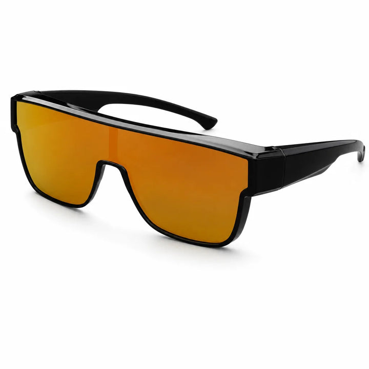 Men's Matte Black Frame Yellow Lenses Lottie Oversized Square Shades