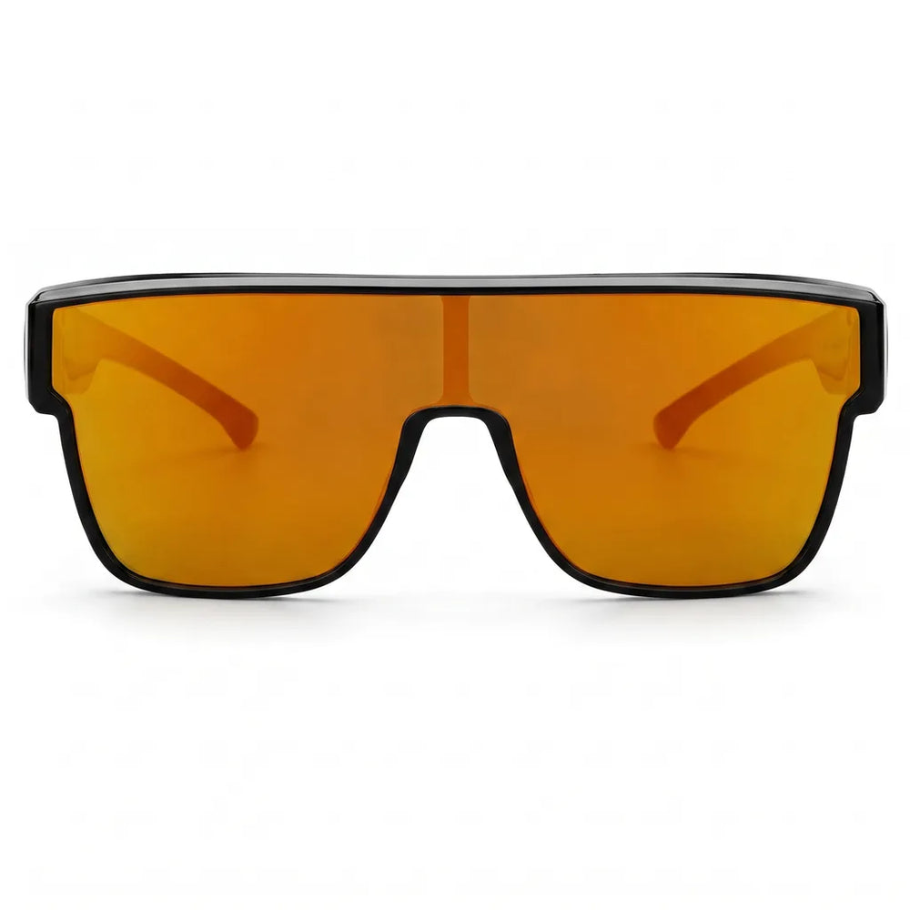 Men's Matte Black Frame Yellow Lenses Kade Flat-Top Sunglasses