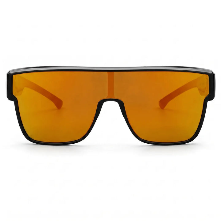 Men's Matte Black Frame Yellow Lenses Kade Flat-Top Sunglasses