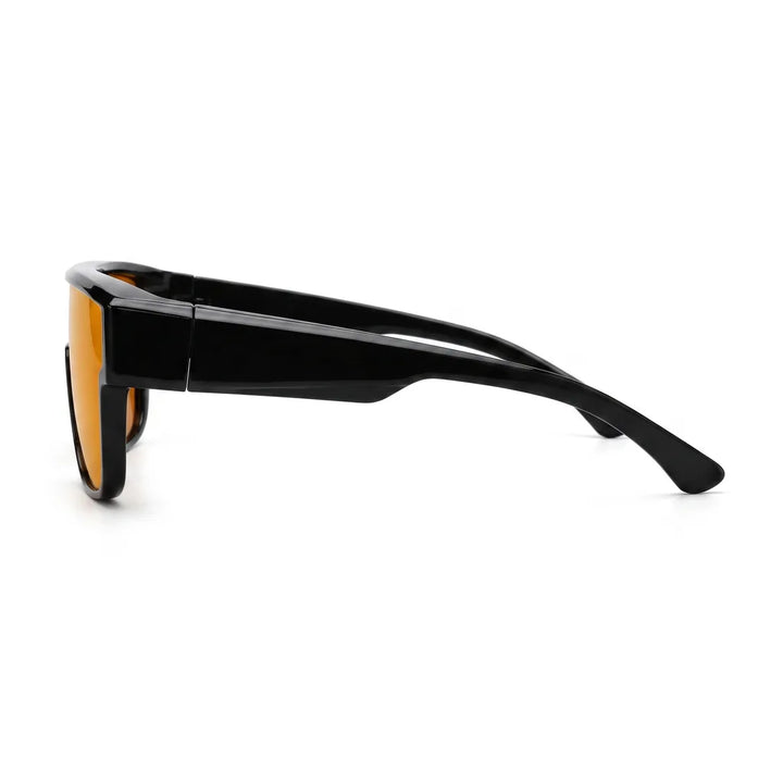 Men's Matte Black Frame Yellow Lenses Kade Flat-Top Sunglasses