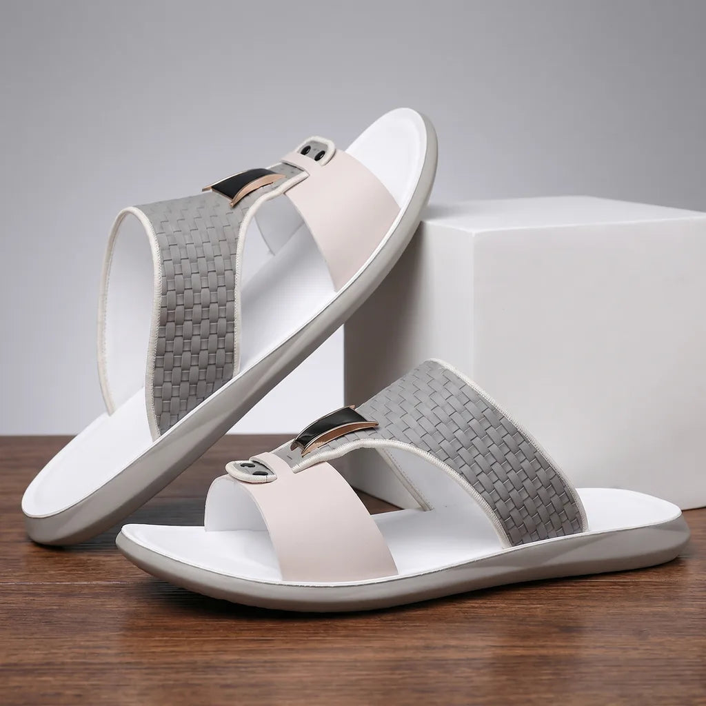Kairo T-Strap Slides - Color:White;Size:38