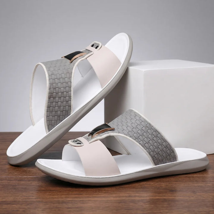 Kairo T-Strap Slides - Color:White;Size:38