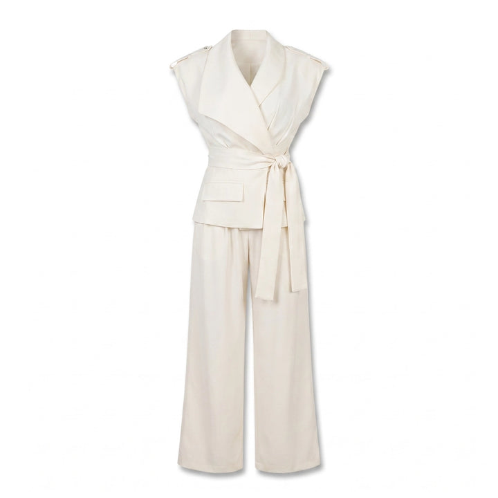 Kaitlyn West Vest Set - Color:Off-white;Size:XXS