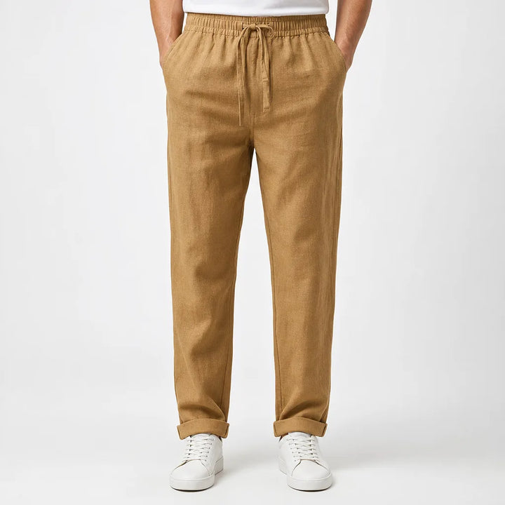 Kaito | Mens Loose Fit Baggy Pants - Color:Beige;Size:S