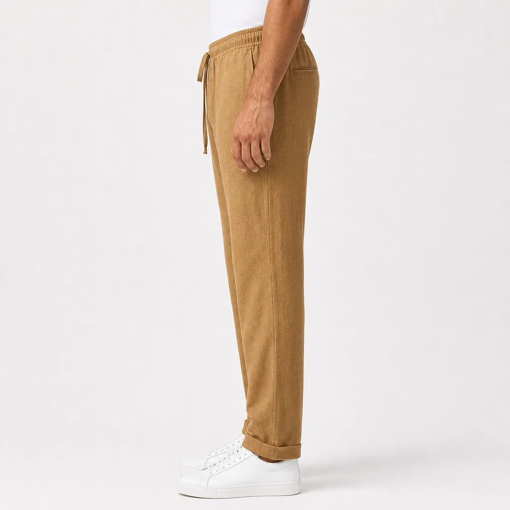 Men's Beige Stirling Drawstring Crop Pants