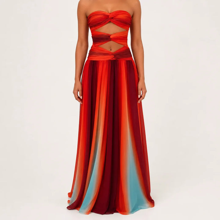 Katelyn | Evening Strapless Cocktail Dress - Color:Red;Size:XS