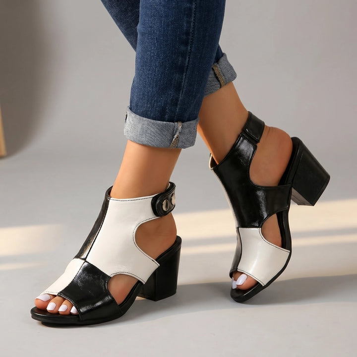 Katy Block Heel Sandals - Color:Black;Size:36