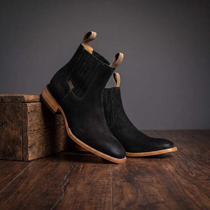 Men's Black Darby Textured Chelsea Boots