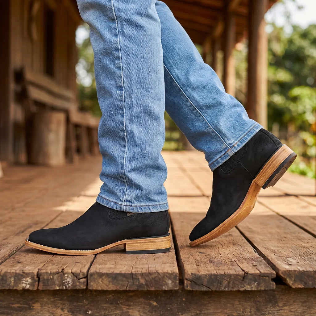 Men's Black Darby Textured Chelsea Boots