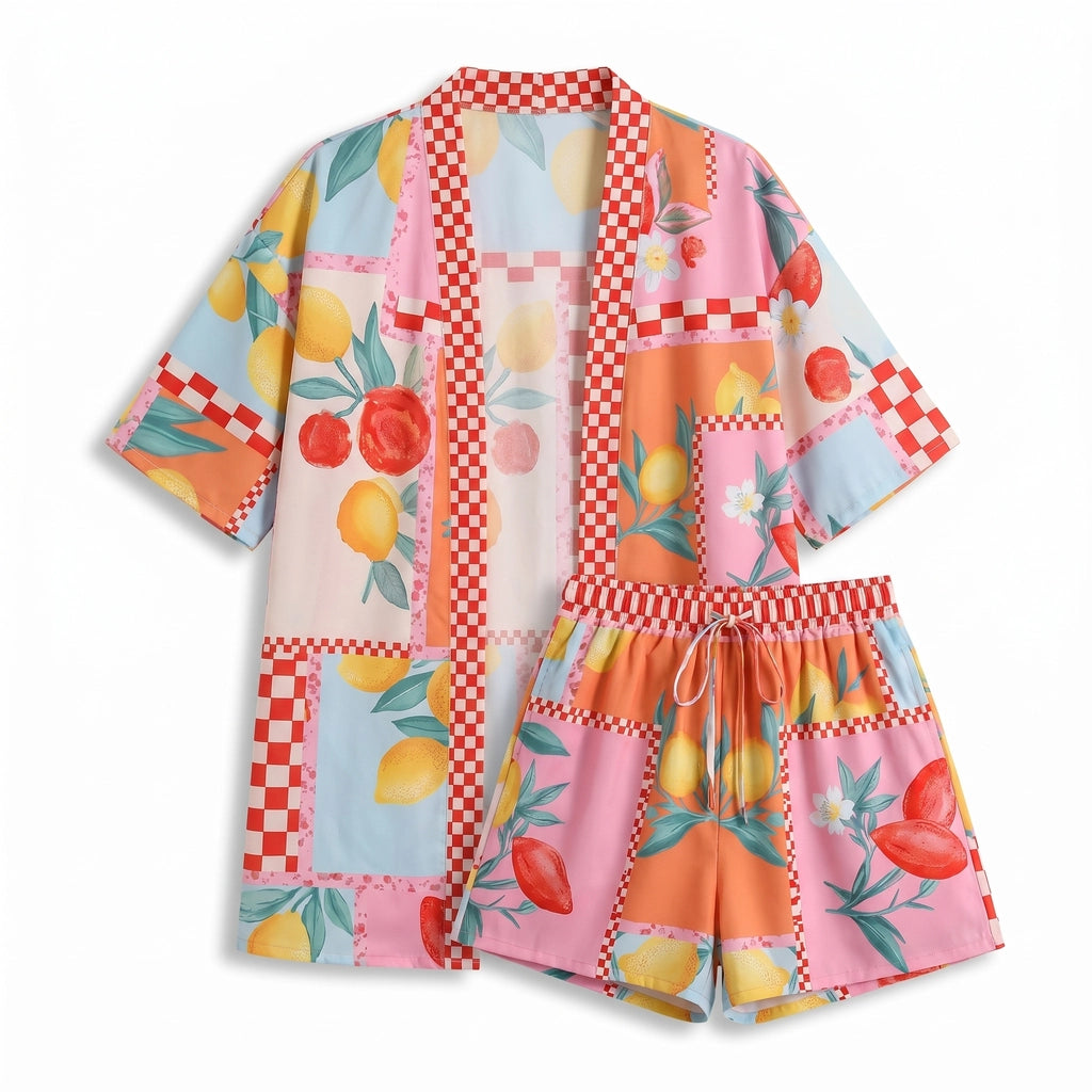Kellan Kimono Set - Color:Orange Red;Size:XS