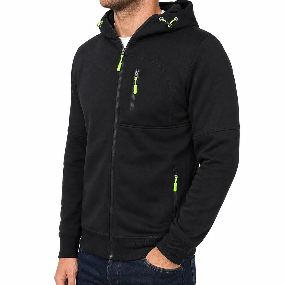 Men's Black Luna Zip Hooded Jacket