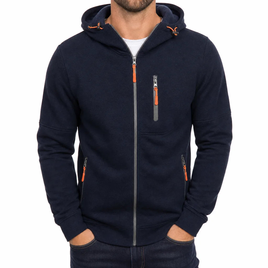 Kellan | Men's Fall Windbreaker Fleece Jacket - Color:Blue;Size:S