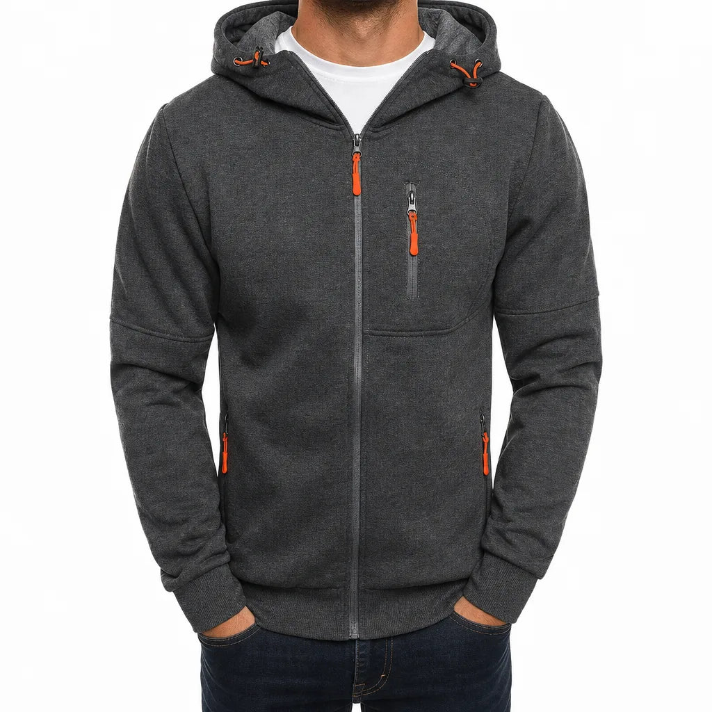 Kellan | Men's Fall Windbreaker Fleece Jacket - Color:Gray;Size:S