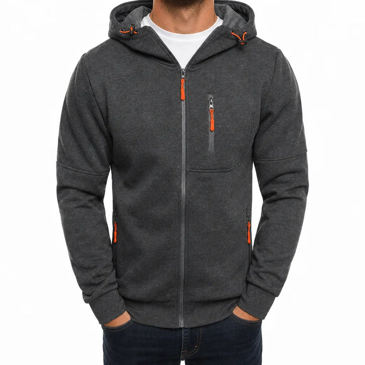 Kellan | Men's Fall Windbreaker Fleece Jacket - Color:Gray;Size:S