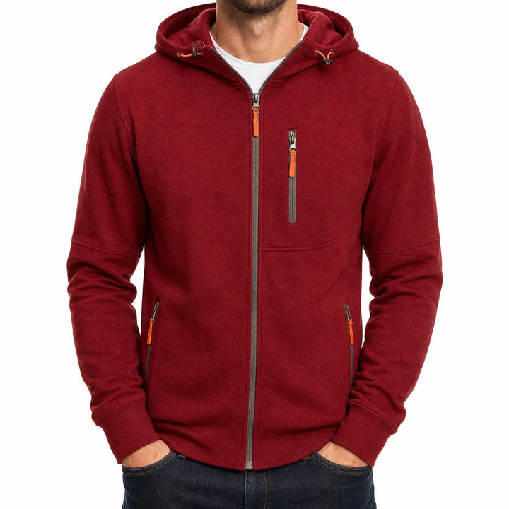 Kellan | Men's Fall Windbreaker Fleece Jacket - Color:Red;Size:S