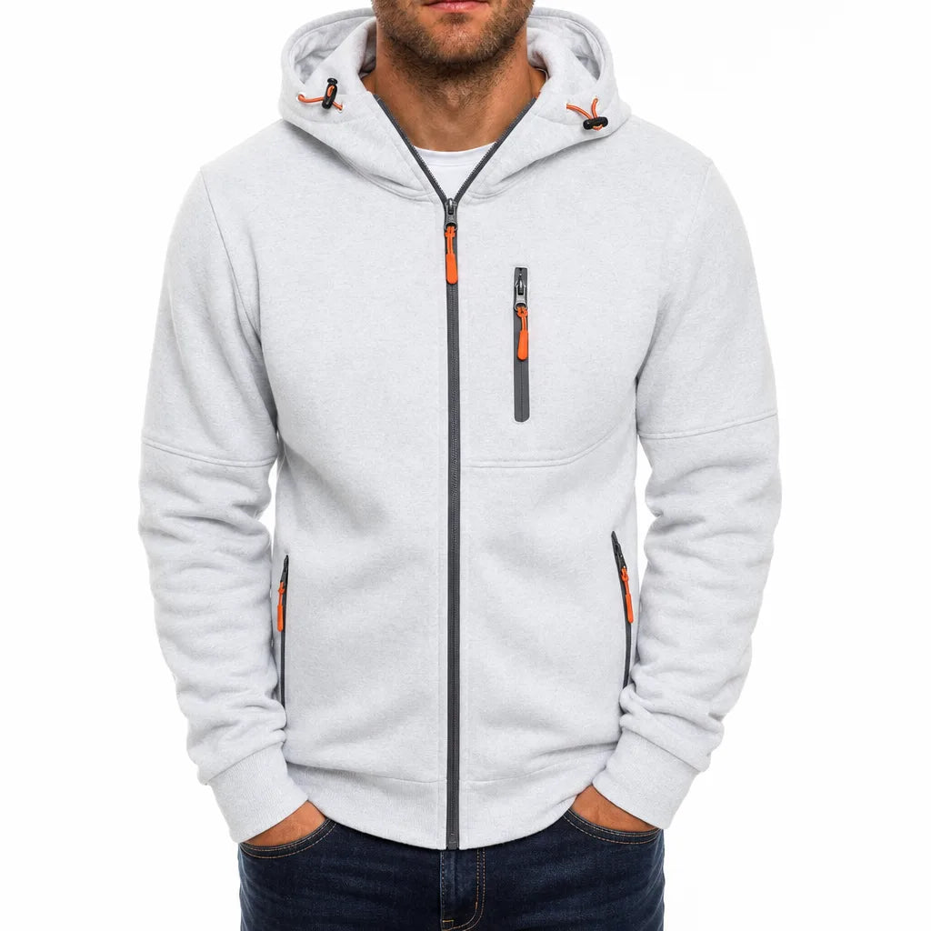 Kellan | Men's Fall Windbreaker Fleece Jacket - Color:White;Size:S