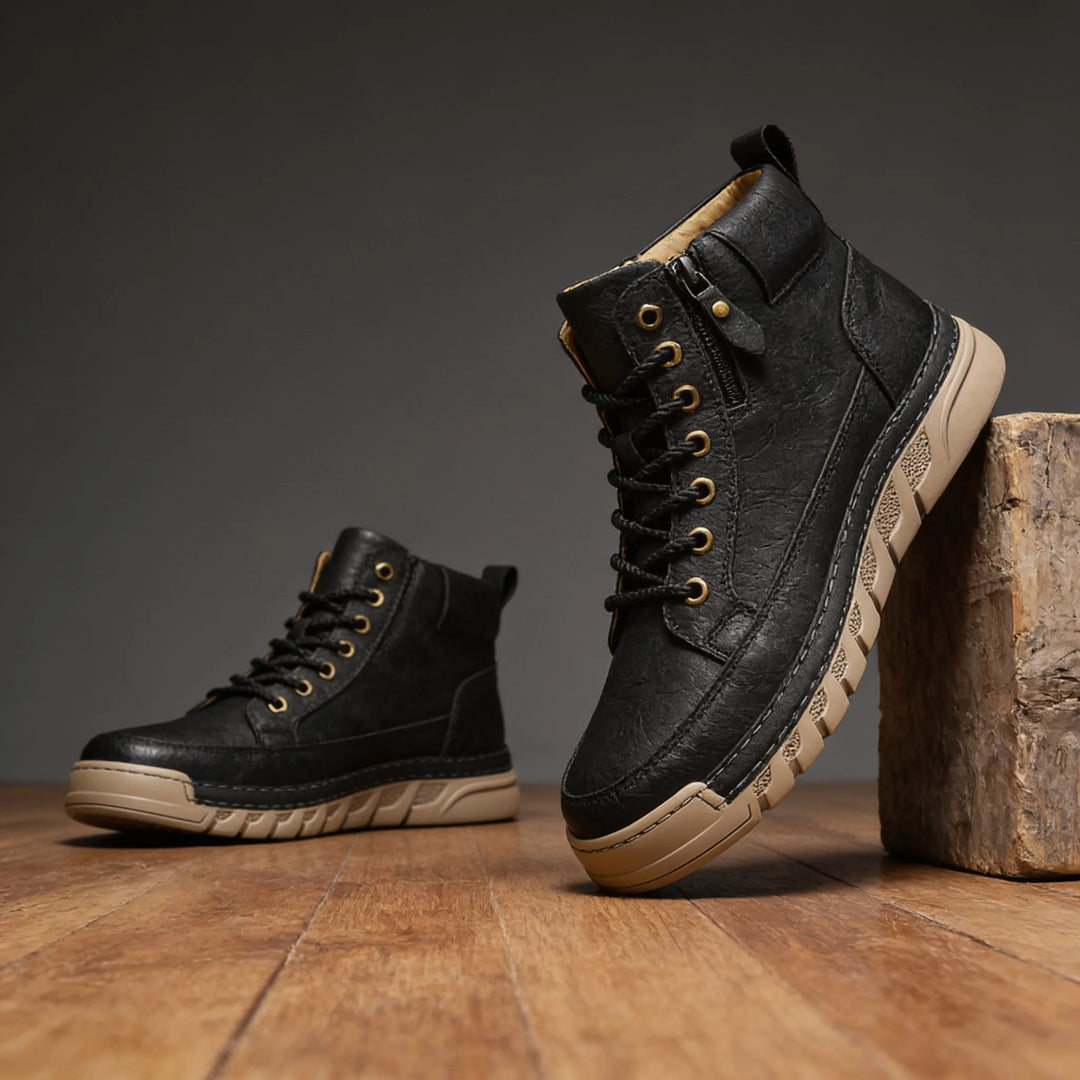 Kennedy Page | Men's Rugged Hiking Boots - Color:Black;Size:39