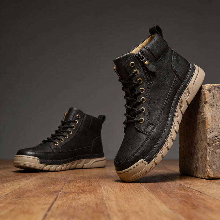 Kennedy Page | Men's Rugged Hiking Boots - Color:Black;Size:39